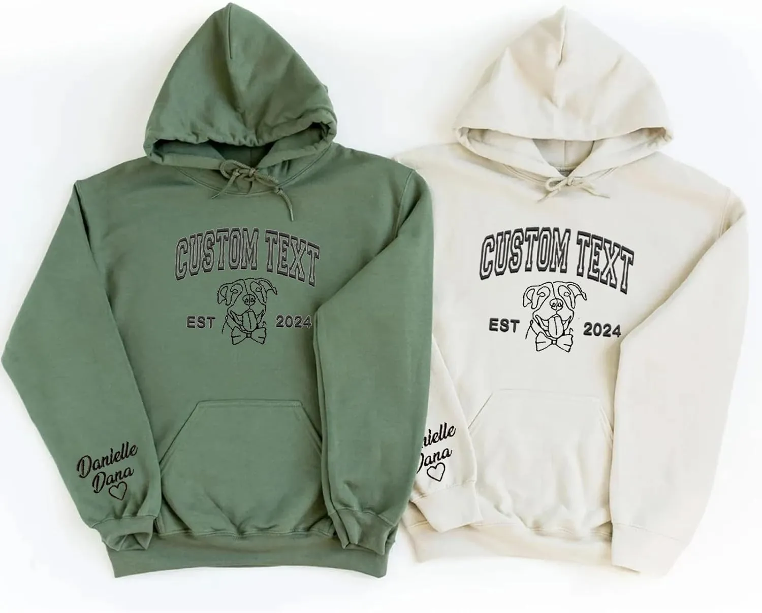 Custom Embroidered Hoodies, Design Your Own Hoodie, Customizable Unisex Hoodie for Boyfirend Girlfriend, Initials on Sleeve