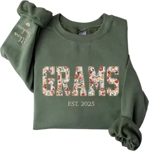 Custom Floral Applique Embroidered Grandma Sweatshirt, Personalized Sweatshirt, Mawmaw, Granny, Lala, Mammy Gifts 2