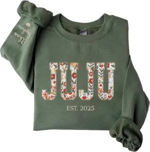 Custom Floral Applique Embroidered Grandma Sweatshirt, Personalized Sweatshirt, Mawmaw, Granny, Lala, Mammy Gifts 2