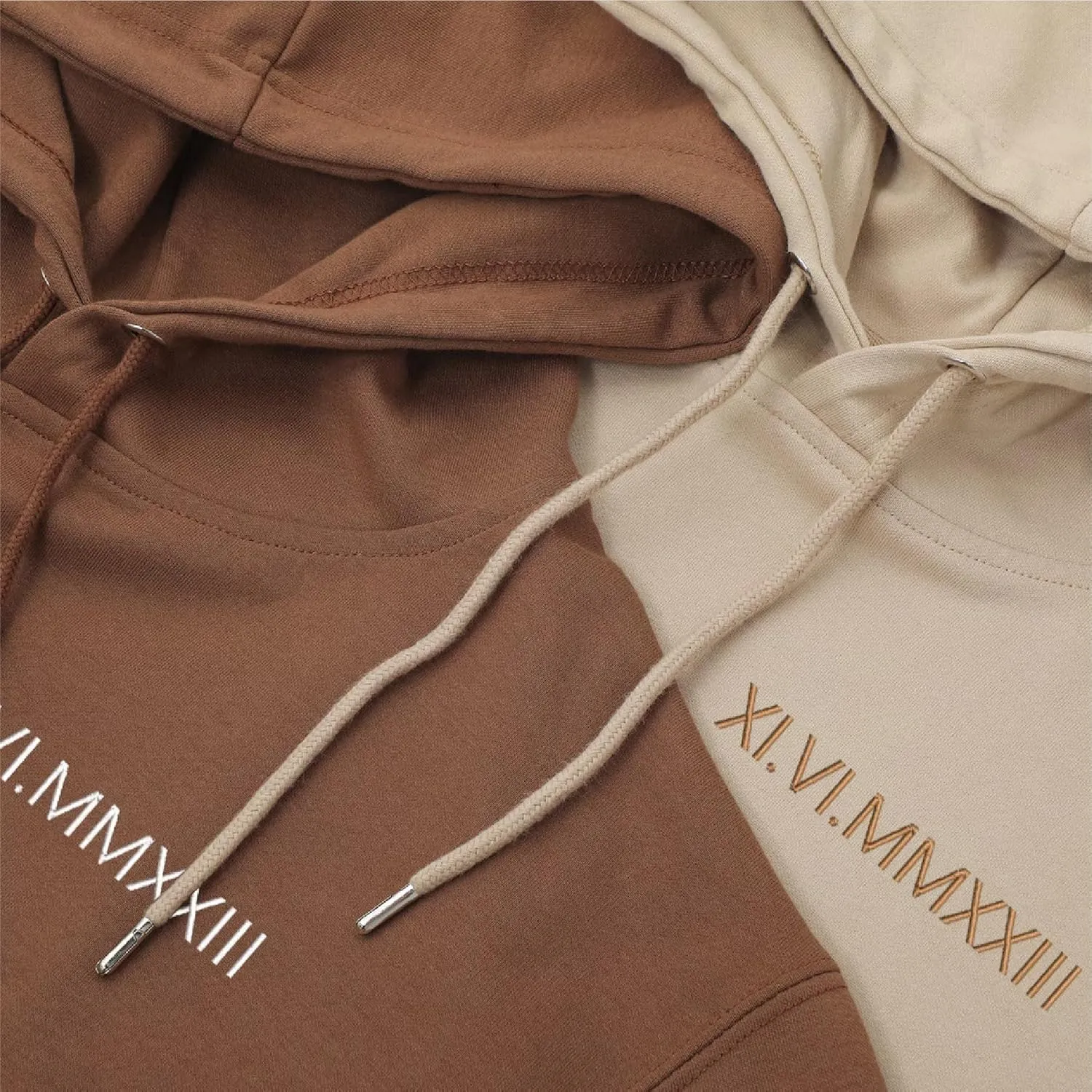 Custom Roman Numeral Hoodies, Embroidered Date & Inital Couples Matching Hoodies Personalized Sweatshirt for Boyfriend Girlfriend Anniverary Valentines Gift for Couples(Roman Numeral-1)
