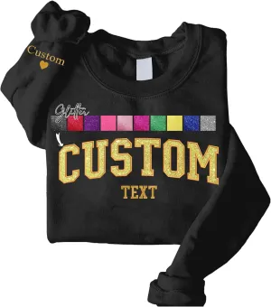 Custom Sweatshirt Embroidered Glitter, custom sweatshirts for women, custom sweatshirt, glitter sweaters for women, custom hoodies design your own, embroidered sweaters for women, holiday, christmas