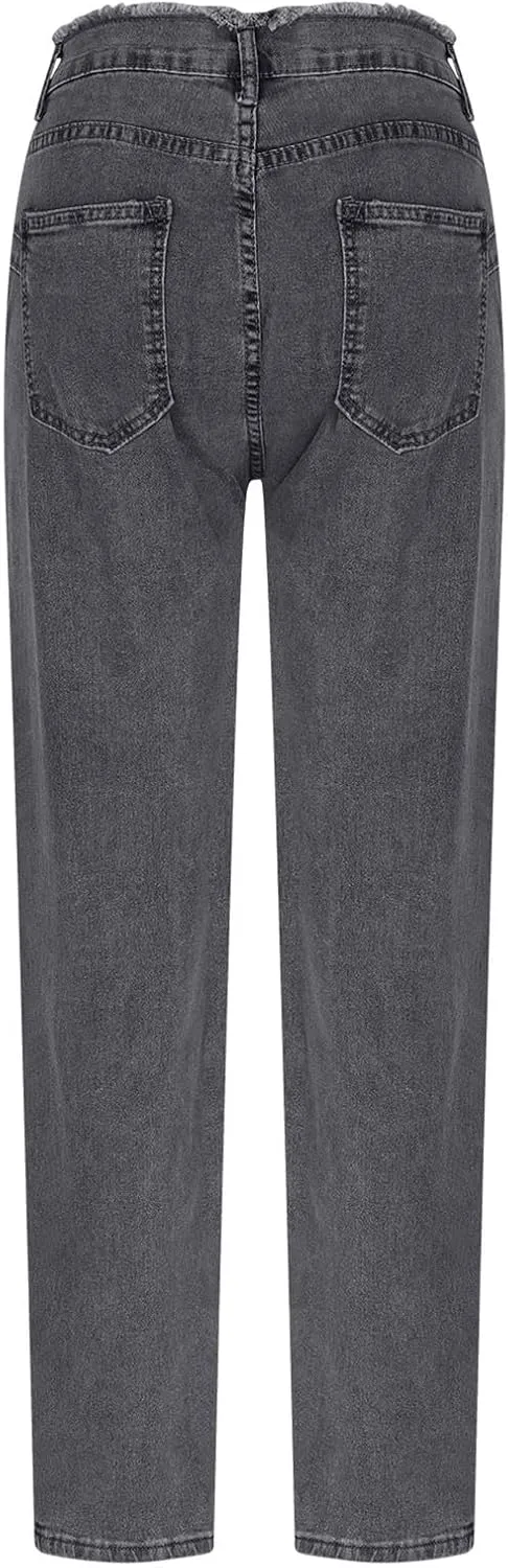 DDAPJ pyju Jeans for Women Belted High Waisted Business Casual Pants Plus Size Skinny Jeans Fashion Trousers with Pockets