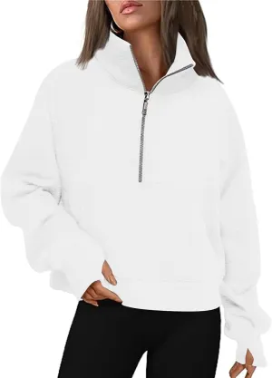 DDAPJ pyju Womens Zip Up Cropped Hoodies Fleece Oversized Sweatshirt Pocket V Neck Long Sleeve Pullover Y2k 2025 Fall Clothes