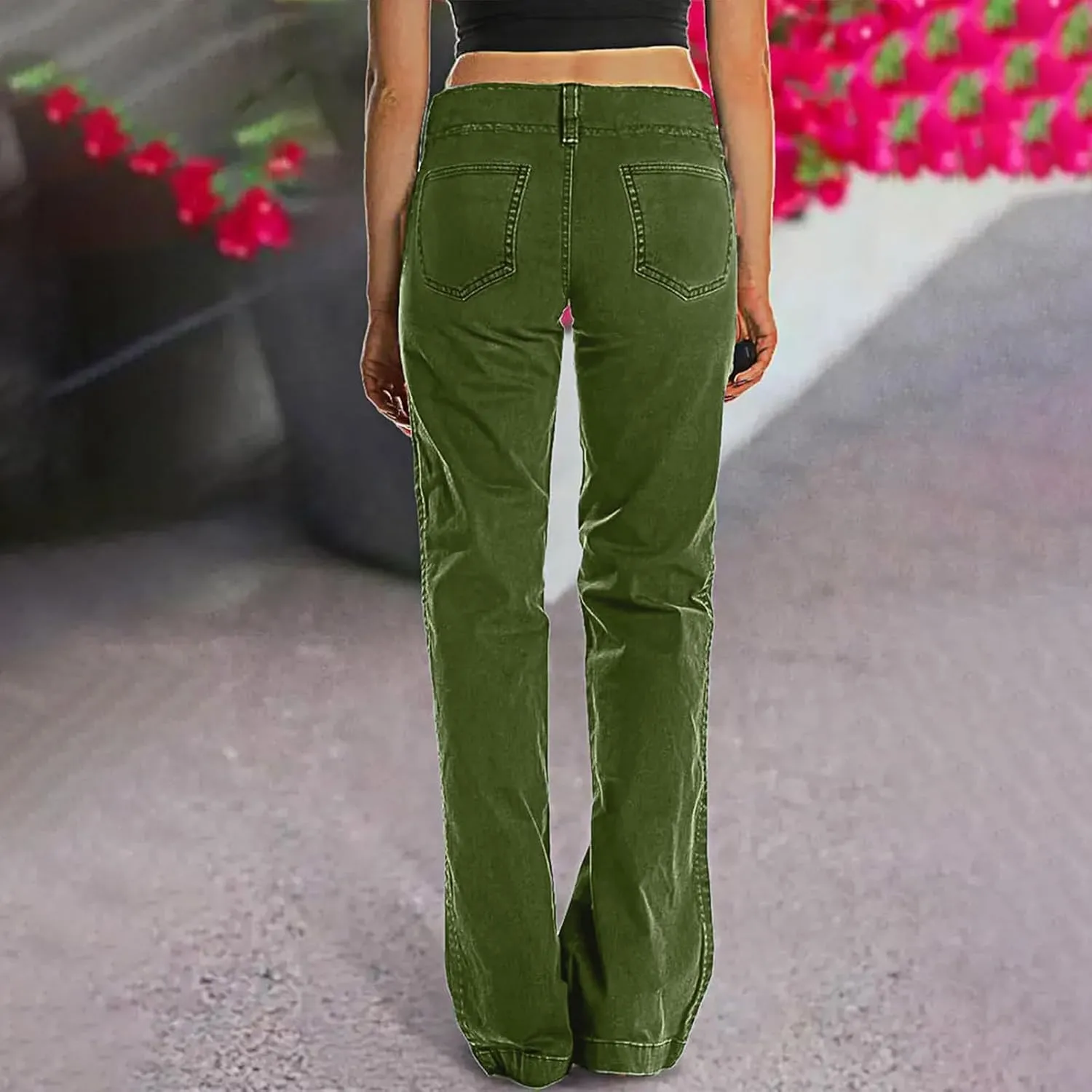 Denim Pants for Women Petite Y2k Fashion Chinos Ripped Distressed Jeans Button Up Straight Leg Work Parachute Pants
