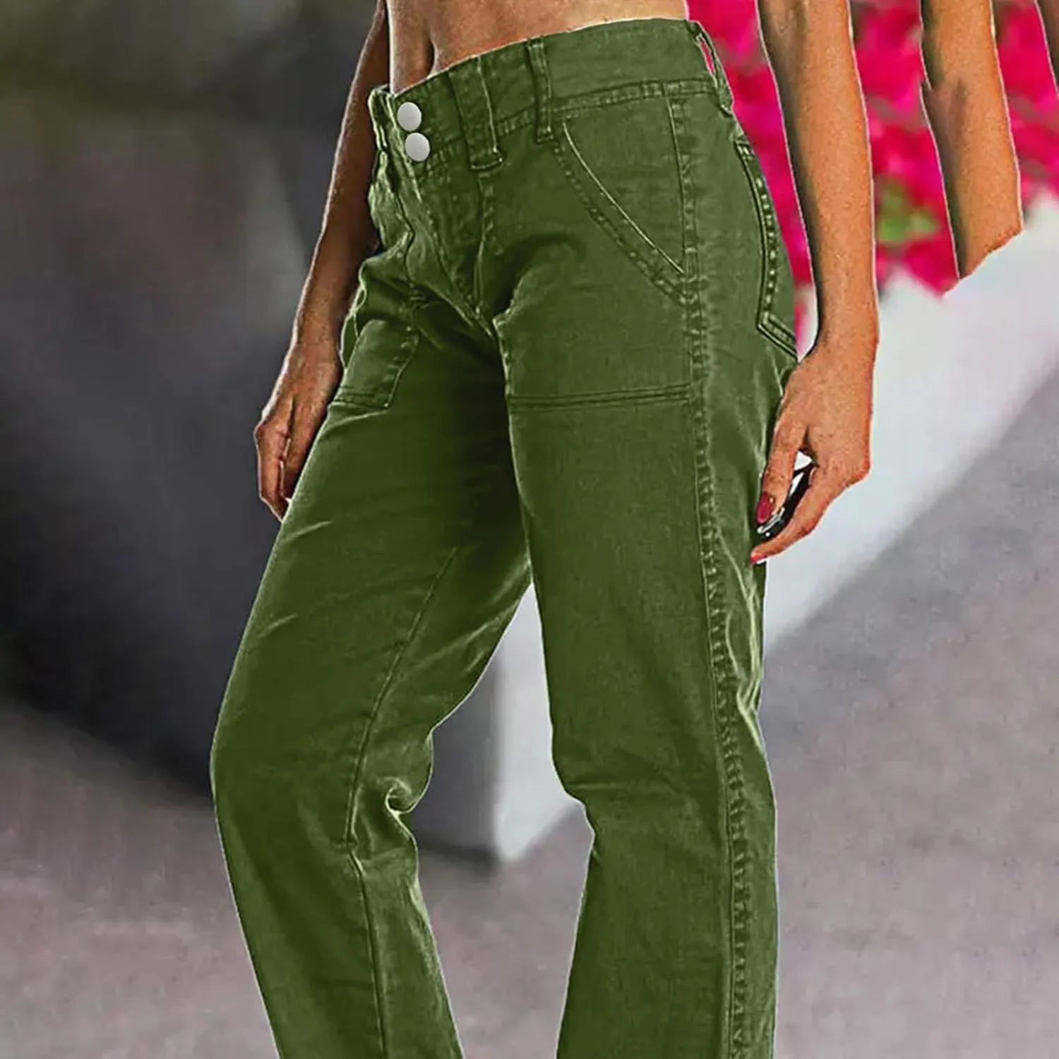 Denim Pants for Women Petite Y2k Fashion Chinos Ripped Distressed Jeans Button Up Straight Leg Work Parachute Pants