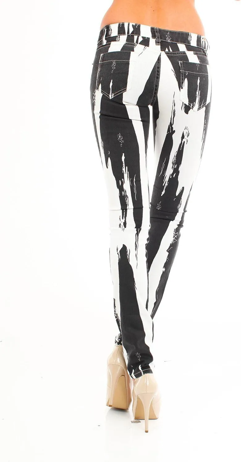 Emperial Tie Dye Premium Distressed MID-Rise Women's Juniors Skinny Leg Denim Jeans