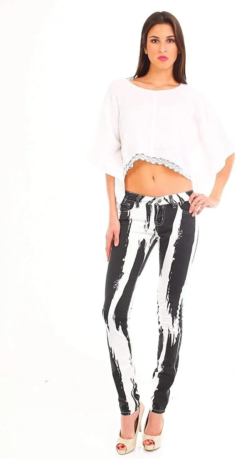 Emperial Tie Dye Premium Distressed MID-Rise Women's Juniors Skinny Leg Denim Jeans