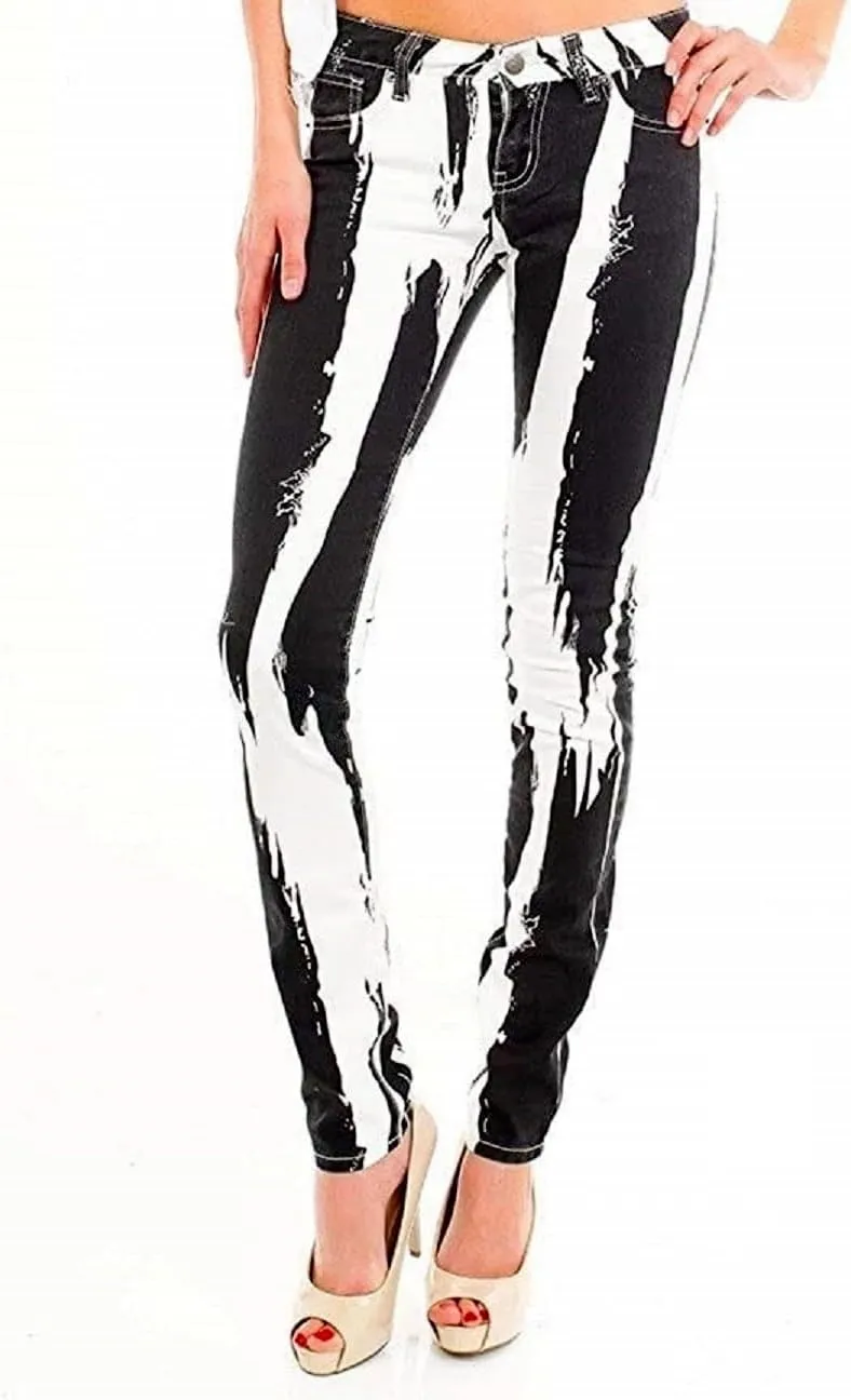 Emperial Tie Dye Premium Distressed MID-Rise Women's Juniors Skinny Leg Denim Jeans