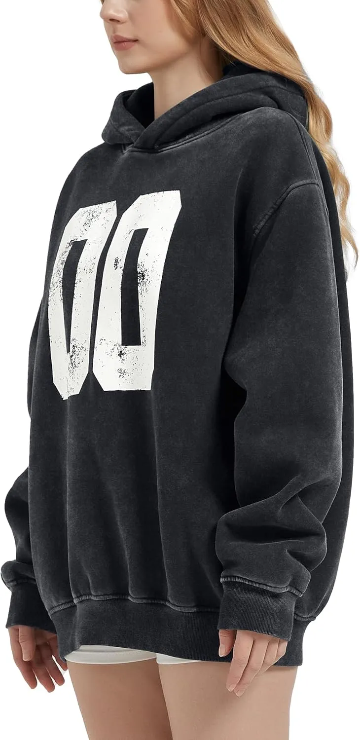 FAIABLE Oversized Hoodies for Women Acid Washed Graphic Women's Fashion Hoodies Sweatshirts Y2k Sweater Preppy for College