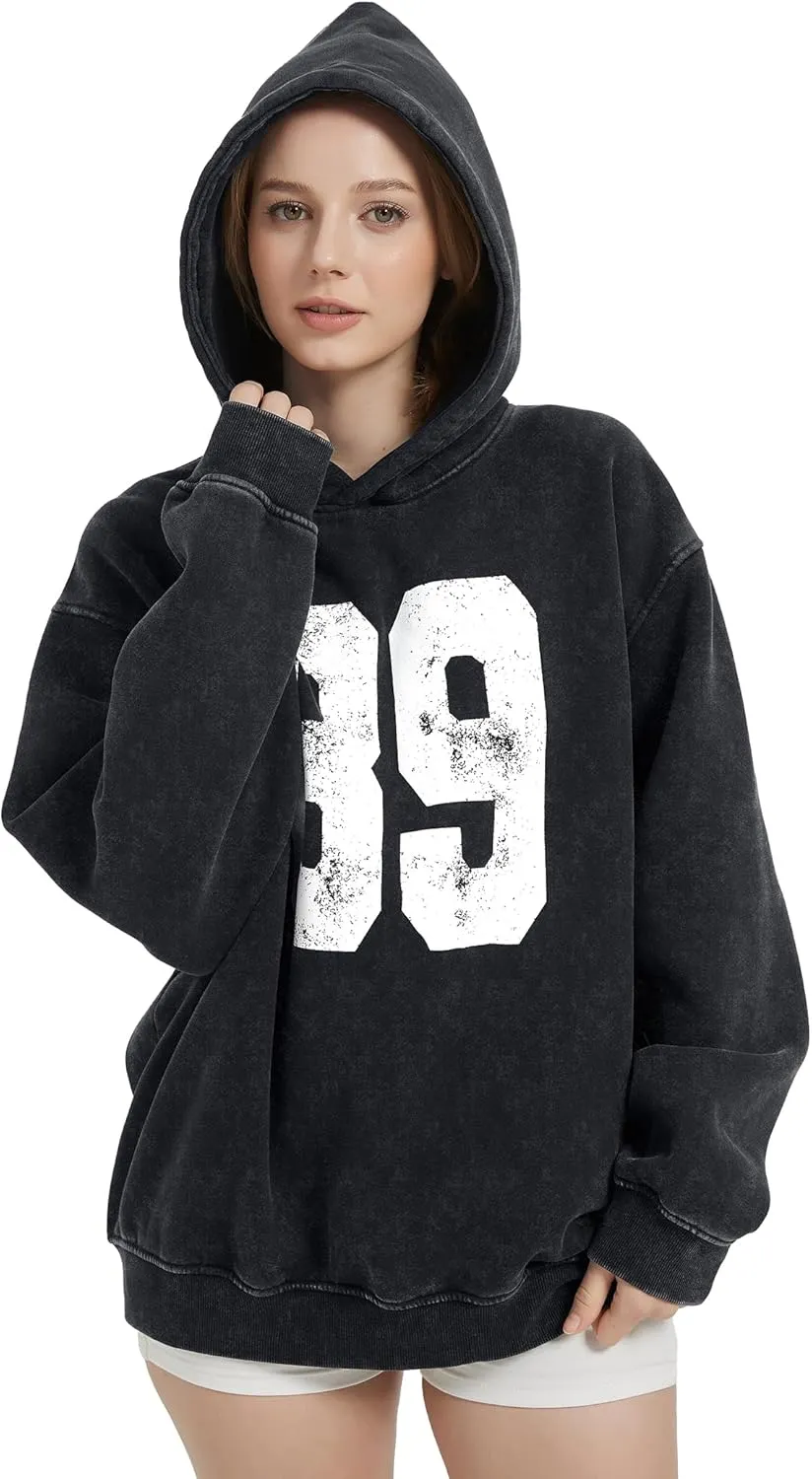 FAIABLE Oversized Hoodies for Women Acid Washed Graphic Women's Fashion Hoodies Sweatshirts Y2k Sweater Preppy for College
