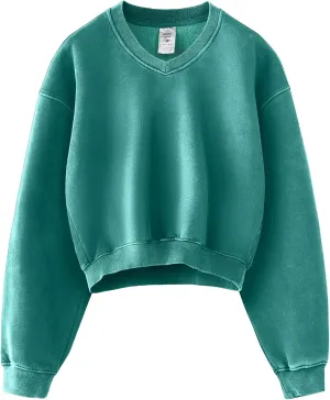 FAIABLE Womens Oversized Hoodie Crop Heavyweight Hoodies Vintage Acid Wash Hoodie Cotton Fleece Hoodies for Women