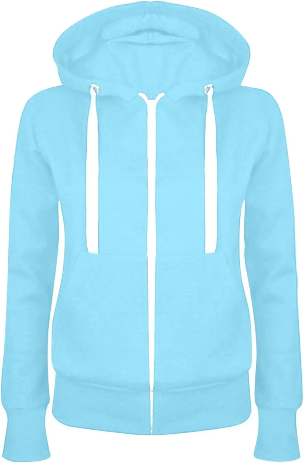 Fashion Hoodies Womens Long Sleeve Full Zip Up Lightweight Sweatshirt Casual Loose Fit Solid Color-Block Basic Jacket