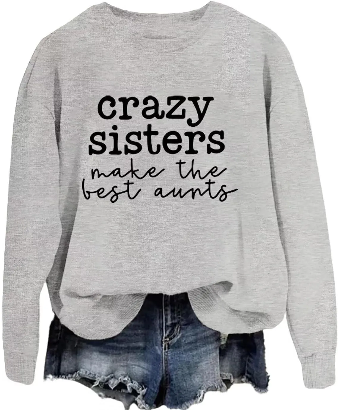 Fashion Sweatshirt for Women Funny Letter Print Regular Fit Long Sleeve Crewneck Pullovers Lightweight Hoodless Tops