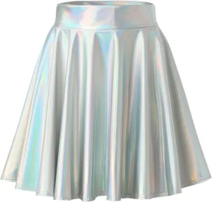 Flared Casual Pleated Tulle Skirt A Line Skirts for Girls Fashion A Line Short Skirts Women's Skirt Pleated Mini Shiny Skirt