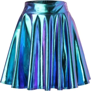 Flared Casual Pleated Tulle Skirt A Line Skirts for Girls Fashion A Line Short Skirts Women's Skirt Pleated Mini Shiny Skirt