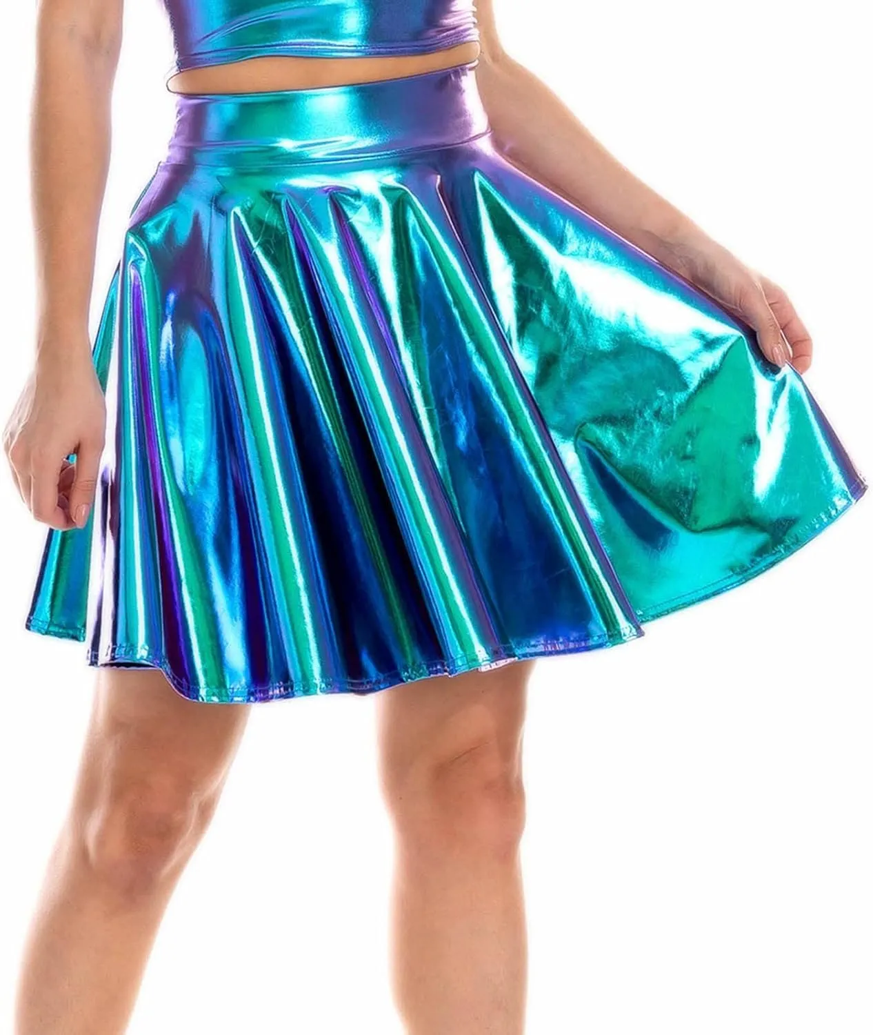 Flared Casual Pleated Tulle Skirt A Line Skirts for Girls Fashion A Line Short Skirts Women's Skirt Pleated Mini Shiny Skirt