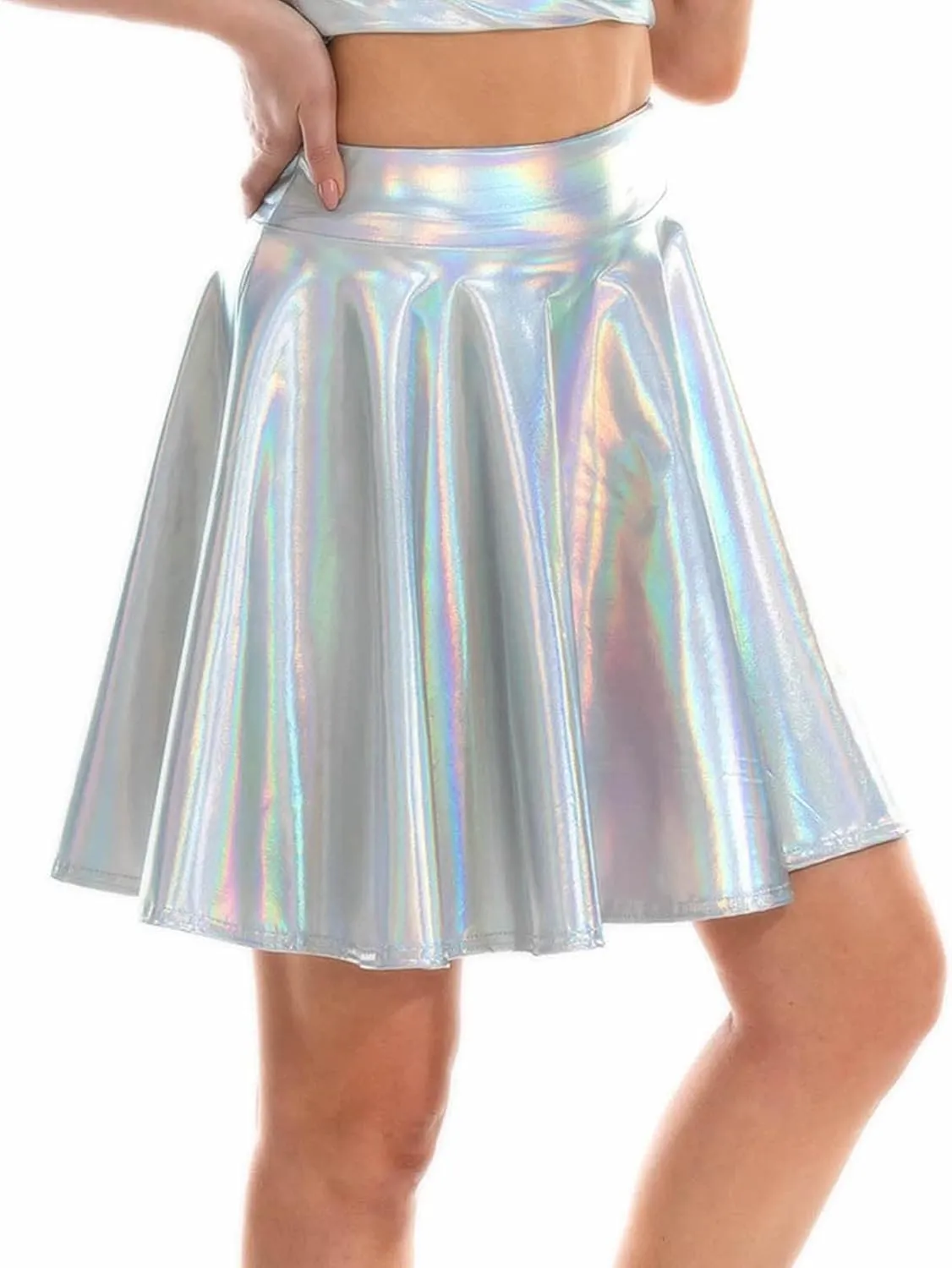 Flared Casual Pleated Tulle Skirt A Line Skirts for Girls Fashion A Line Short Skirts Women's Skirt Pleated Mini Shiny Skirt