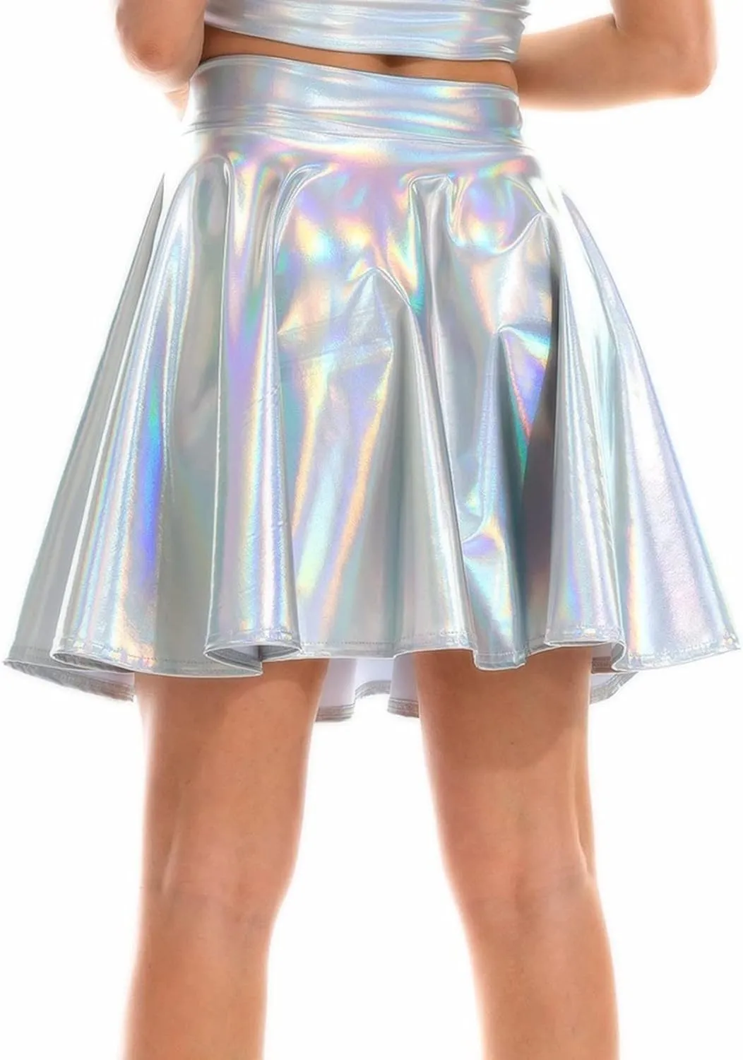 Flared Casual Pleated Tulle Skirt A Line Skirts for Girls Fashion A Line Short Skirts Women's Skirt Pleated Mini Shiny Skirt