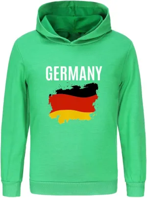 German Boys Girls Hoodies Long Sleeve Germany Flag Pullover Sweatshirt Kids Basic Athletic Top Blouse Letter Tops Girls