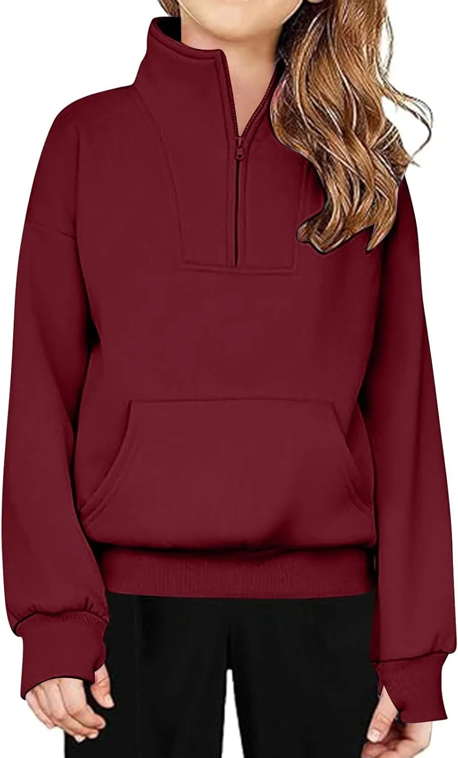 Girls Half Zip Sweatshirt Long Sleeve Pullover Crop Tops Kids Lightweight Sweatshirts Fashion Winter Clothes