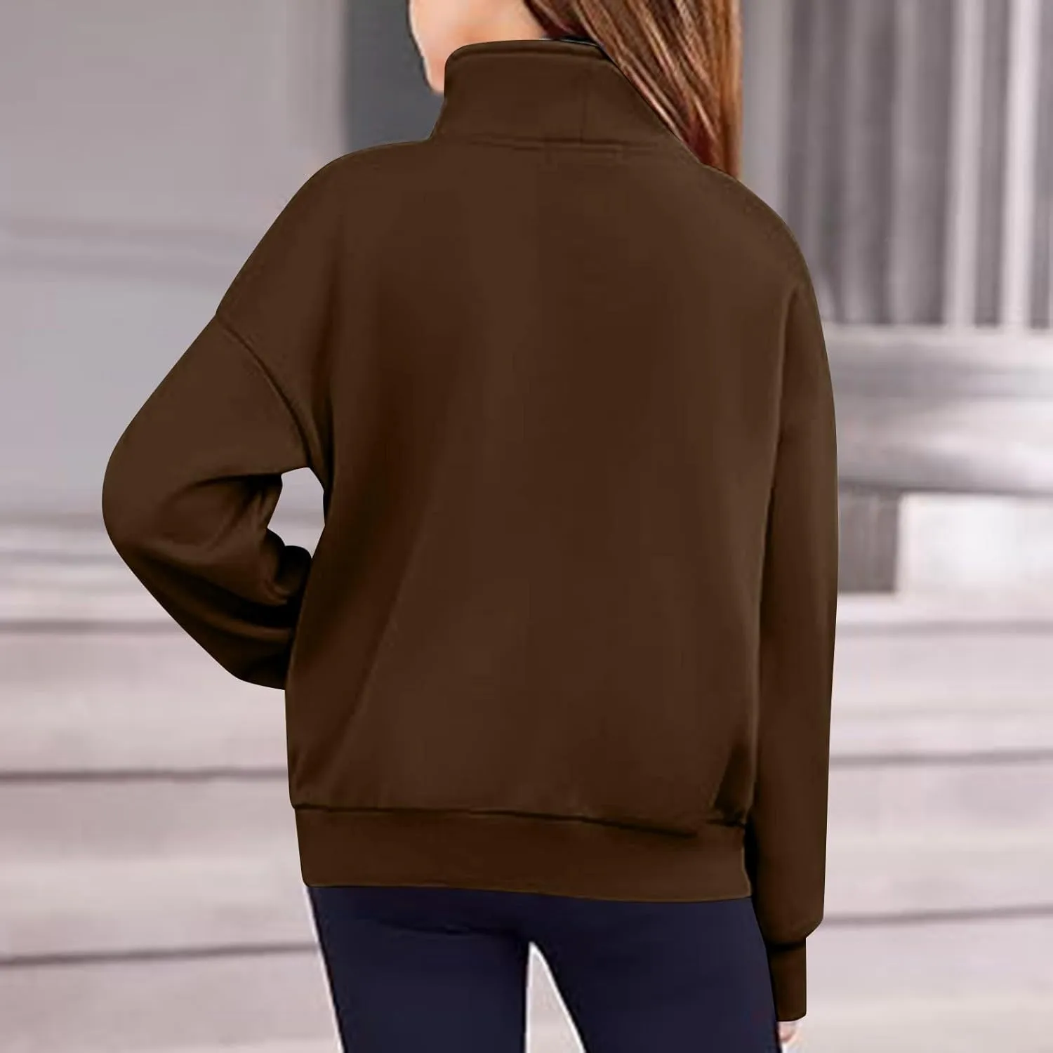 Girls Half Zip Sweatshirt Long Sleeve Pullover Crop Tops Kids Lightweight Sweatshirts Fashion Winter Clothes