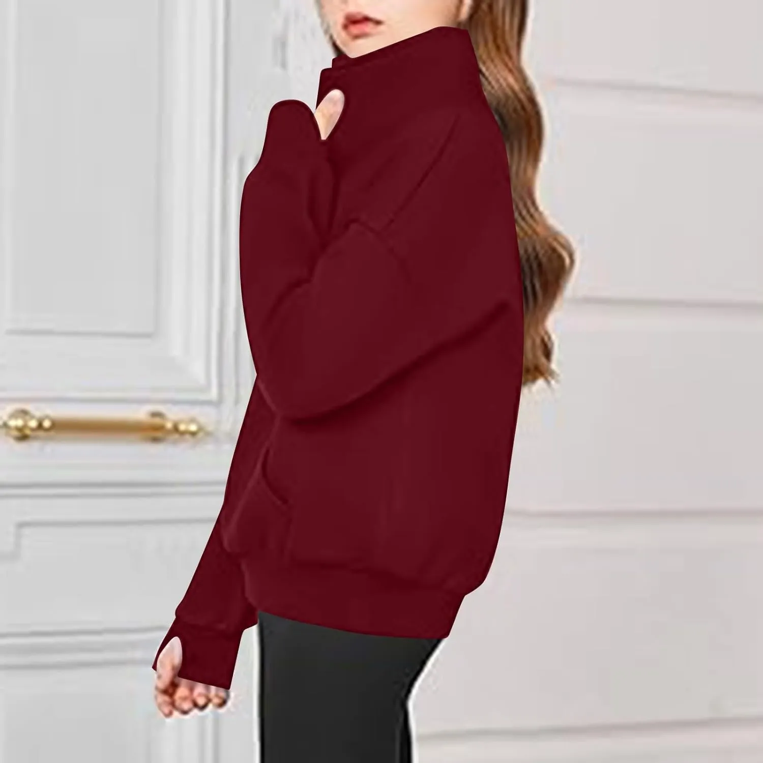 Girls Half Zip Sweatshirt Long Sleeve Pullover Crop Tops Kids Lightweight Sweatshirts Fashion Winter Clothes