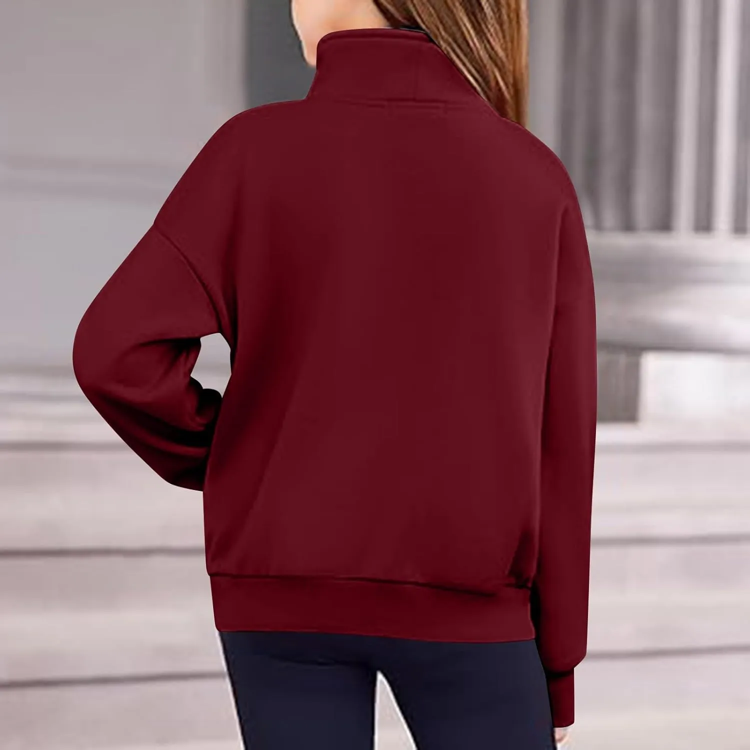 Girls Half Zip Sweatshirt Long Sleeve Pullover Crop Tops Kids Lightweight Sweatshirts Fashion Winter Clothes