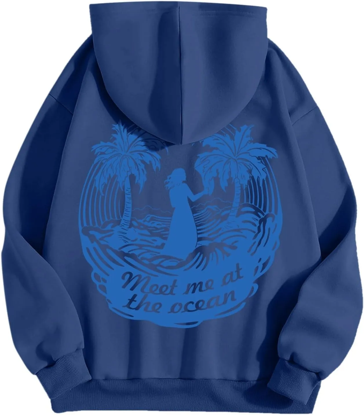 Graphic Hoodies Vintage Malibu Beach Surf up CATCH WAVES Printed Hoodie Sweatshirt Long Sleeve Sweatshirts Pullovers