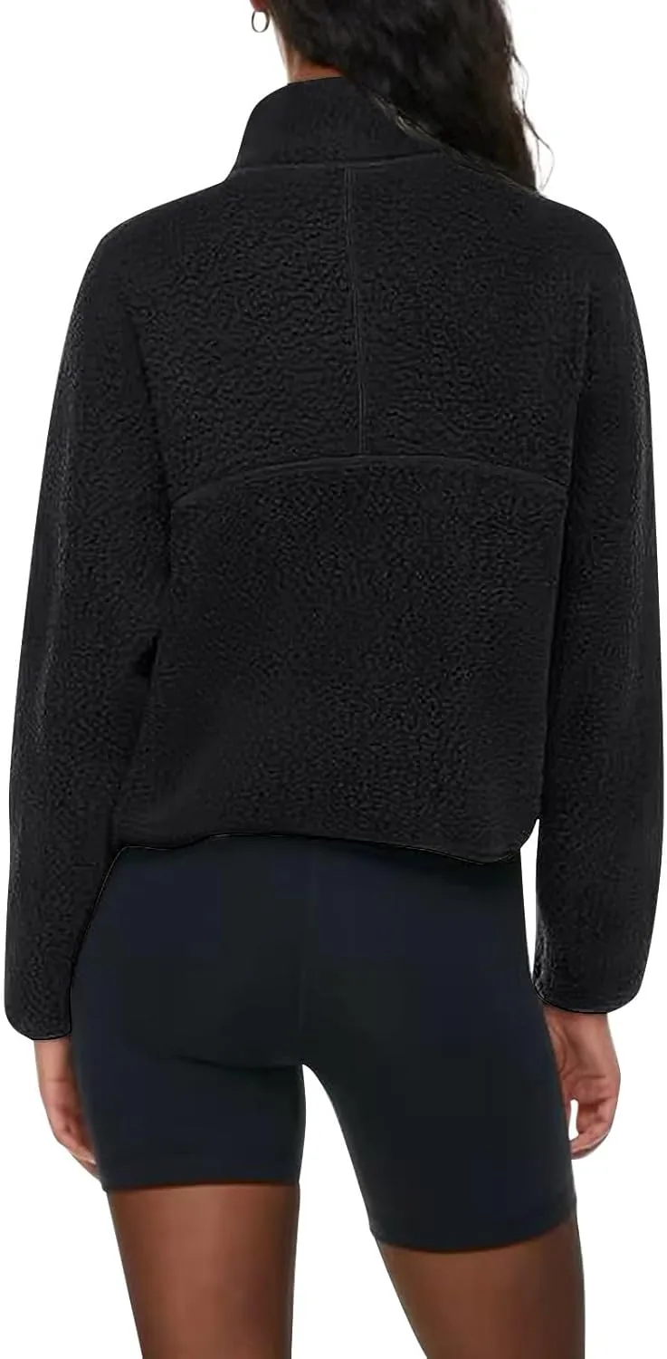 Half Zip Pullover Women Cropped Lightweight Sweatshirts Fleece Fuzzy Sweaters Winter Jackets For Women With Pocket