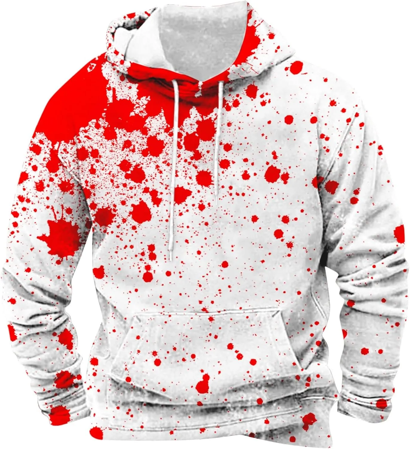 Halloween Long Sleeve Bloody Sweatshirts Men's Fashion Splatter Blood Athletic Hoodies Novelty Hooded Pullover Tops