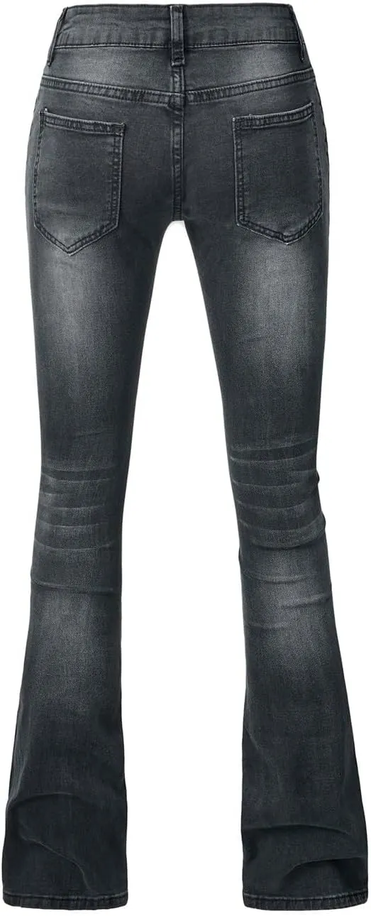 High Rise Bell Bottom Jeans for Women Plus Size High Waisted Skinny Trousers Loose Fit Slim Lounge Button Denim Jeans