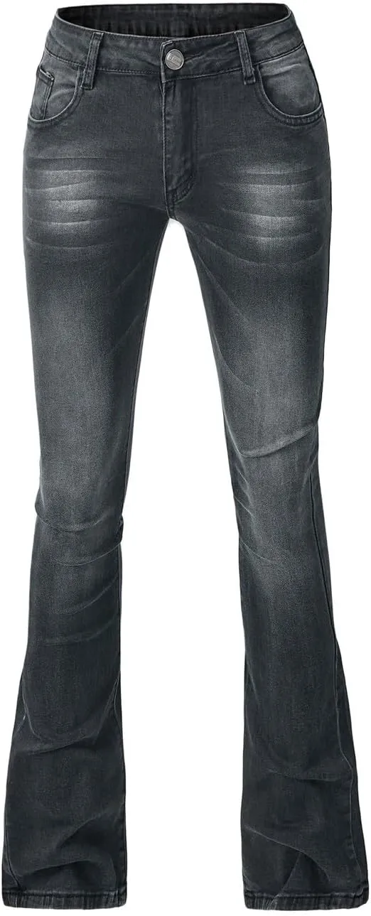 High Rise Bell Bottom Jeans for Women Plus Size High Waisted Skinny Trousers Loose Fit Slim Lounge Button Denim Jeans