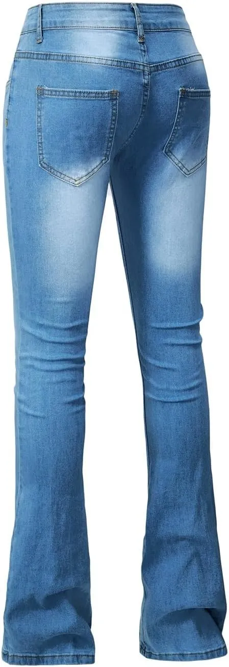 High Rise Bell Bottom Jeans for Women Plus Size High Waisted Skinny Trousers Loose Fit Slim Lounge Button Denim Jeans