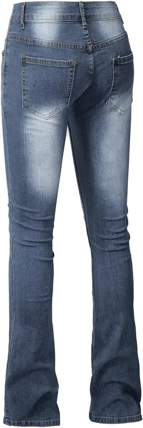 High Rise Bell Bottom Jeans for Women Plus Size High Waisted Skinny Trousers Loose Fit Slim Lounge Button Denim Jeans