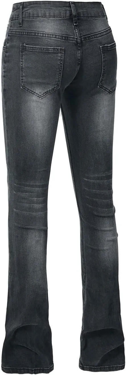 High Rise Bell Bottom Jeans for Women Plus Size High Waisted Skinny Trousers Loose Fit Slim Lounge Button Denim Jeans