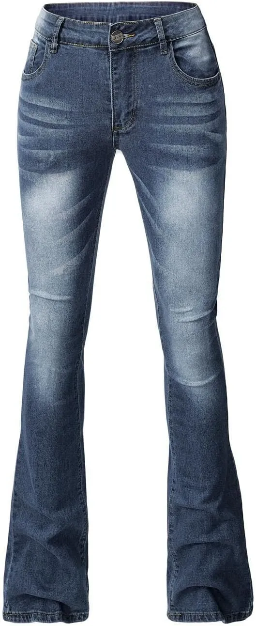 High Rise Bell Bottom Jeans for Women Plus Size High Waisted Skinny Trousers Loose Fit Slim Lounge Button Denim Jeans