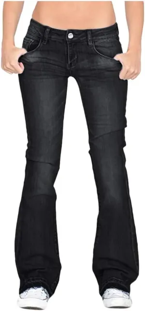 High Rise Bell Bottom Jeans for Women Plus Size High Waisted Skinny Trousers Loose Fit Slim Lounge Button Denim Jeans