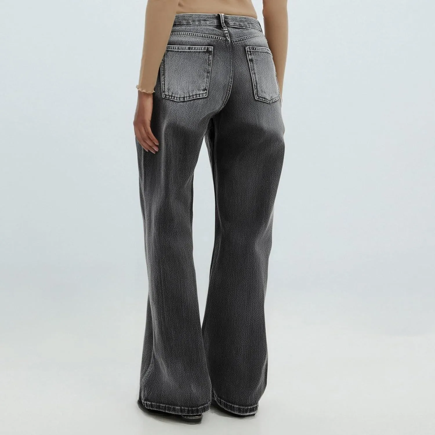 High Waisted Jeans Woman， Wide Leg Curvy Baggy Distressed Stretch Butt Lifting Jeans for Women.