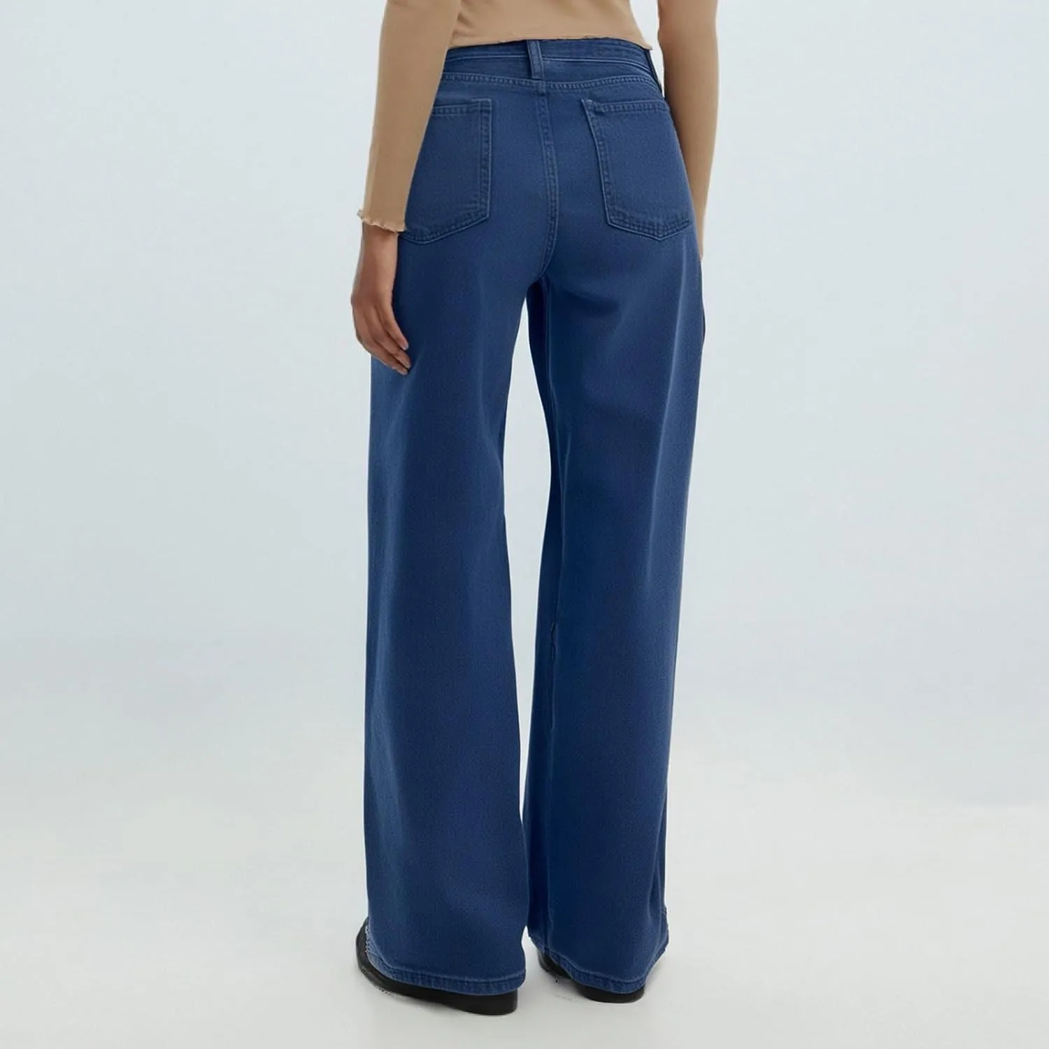 High Waisted Jeans Woman， Wide Leg Curvy Baggy Distressed Stretch Butt Lifting Jeans for Women.