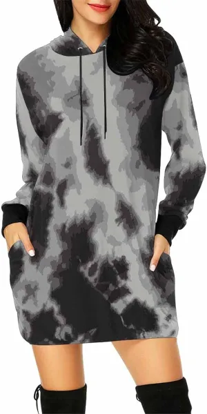 Hoodie Dress For Women Abstract Diagonal Marble Long Sleeve Dress For Women Lightweight Hoodie Dress Fall Sweatshirts