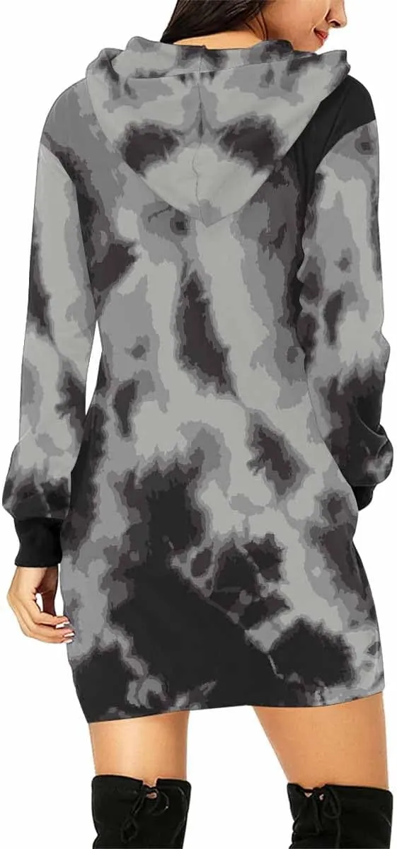 Hoodie Dress For Women Abstract Diagonal Marble Long Sleeve Dress For Women Lightweight Hoodie Dress Fall Sweatshirts