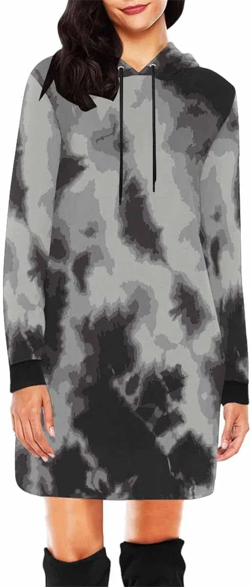 Hoodie Dress For Women Abstract Diagonal Marble Long Sleeve Dress For Women Lightweight Hoodie Dress Fall Sweatshirts
