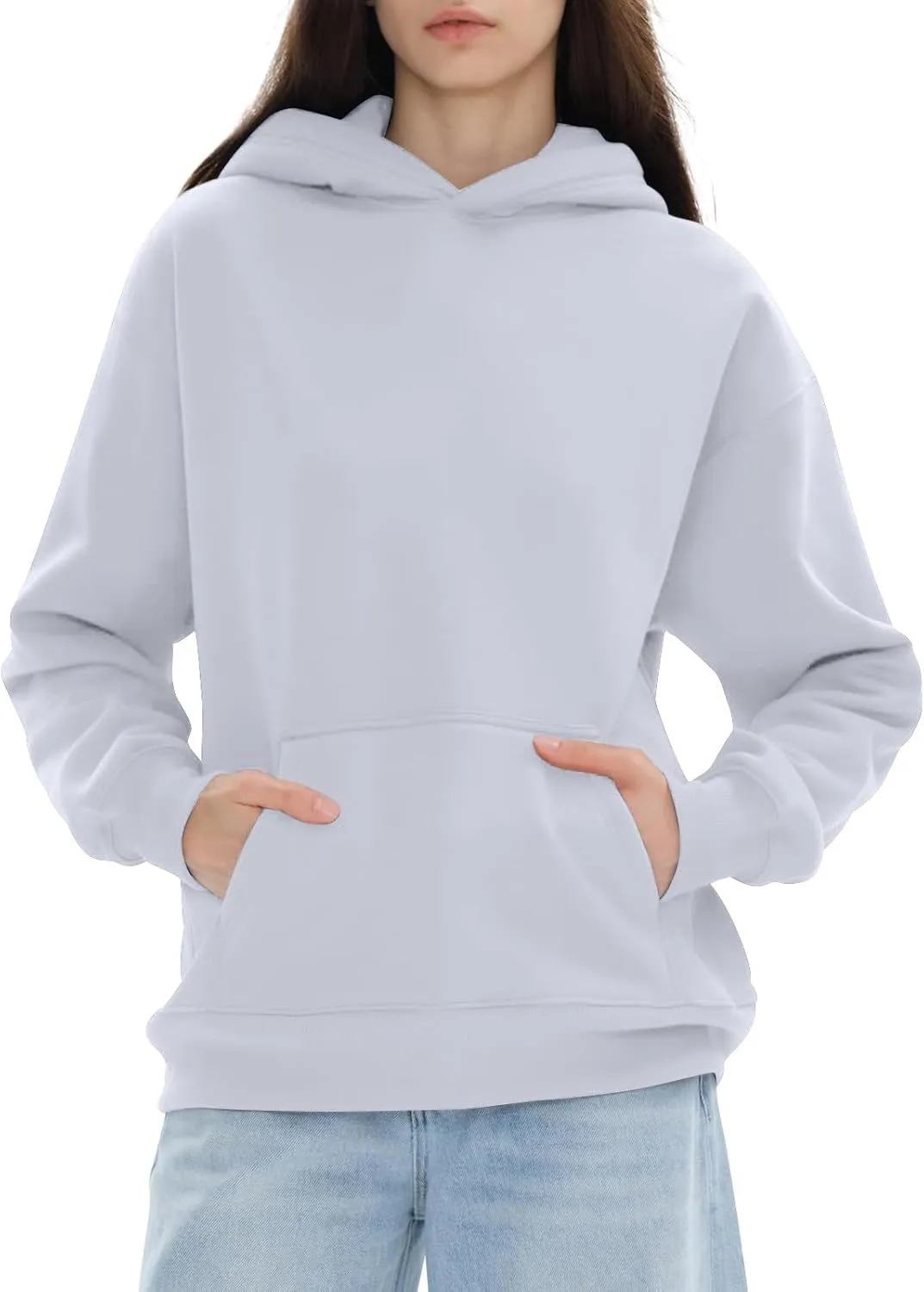 Hoodies for Women Fall Fashion 2024 Long Sleeve Outfits Tops Oversized Hoodies Solid Sweatshirt with Pocket