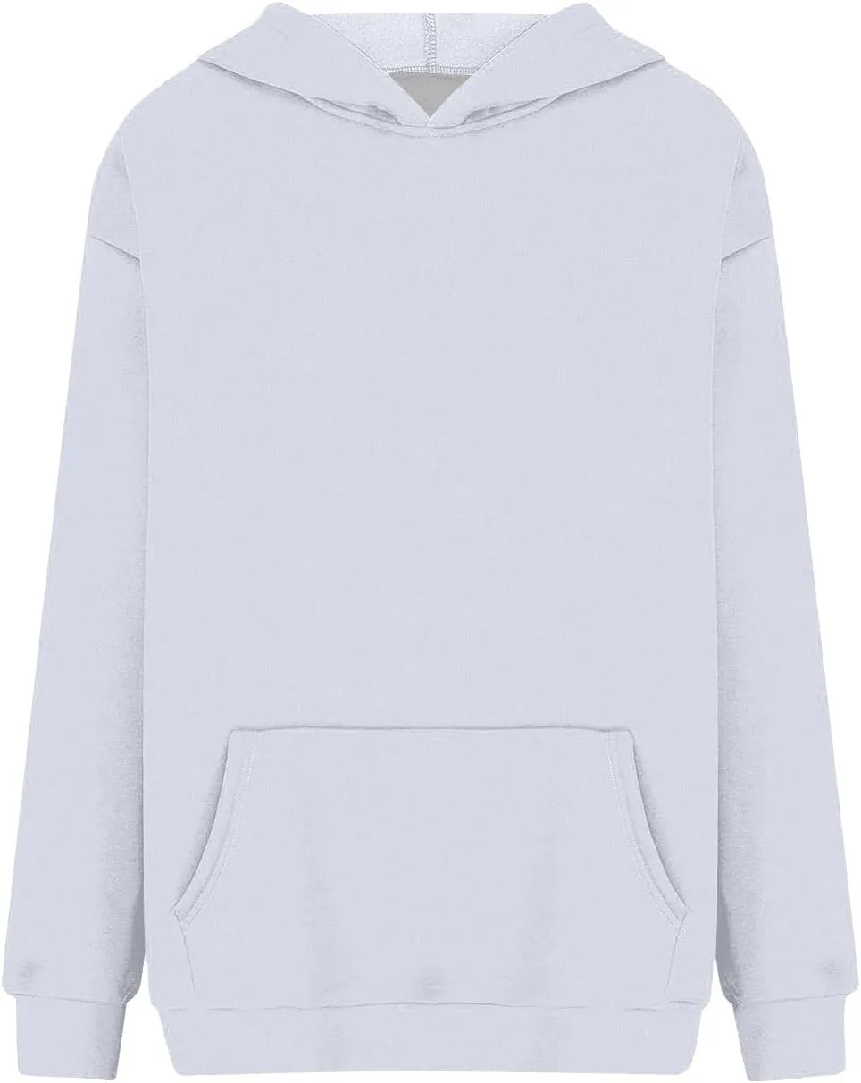 Hoodies for Women Fall Fashion 2024 Long Sleeve Outfits Tops Oversized Hoodies Solid Sweatshirt with Pocket