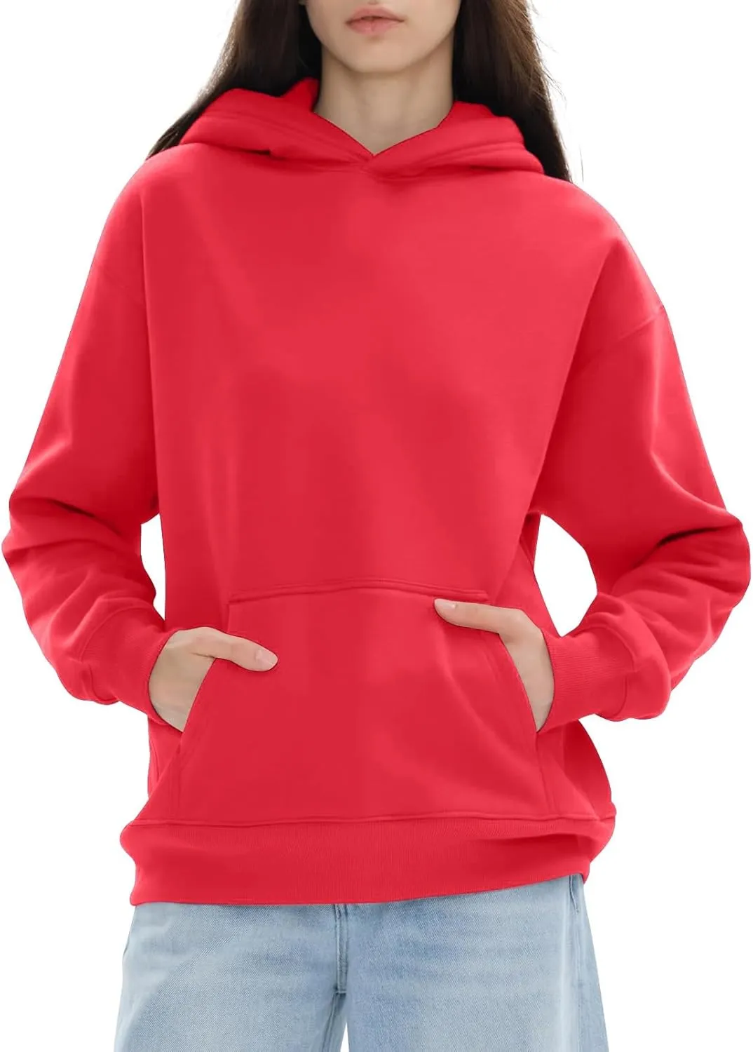 Hoodies for Women Fall Fashion 2024 Long Sleeve Outfits Tops Oversized Hoodies Solid Sweatshirt with Pocket
