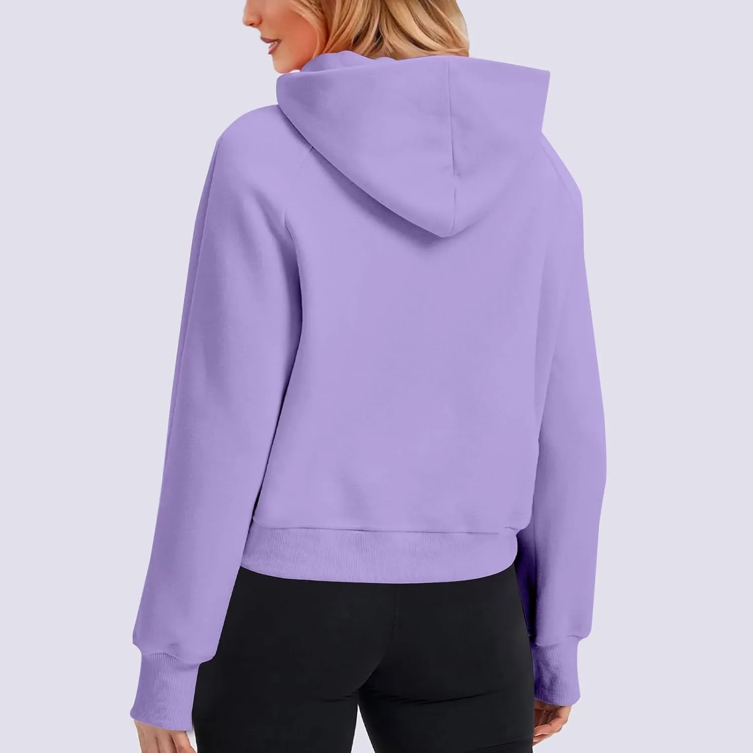 Hoodies for Women Long Sleeve Thumb Hole Sweatshirts Fleece Lined Cropped Loose Fit Hoodies Pullover with Pocket