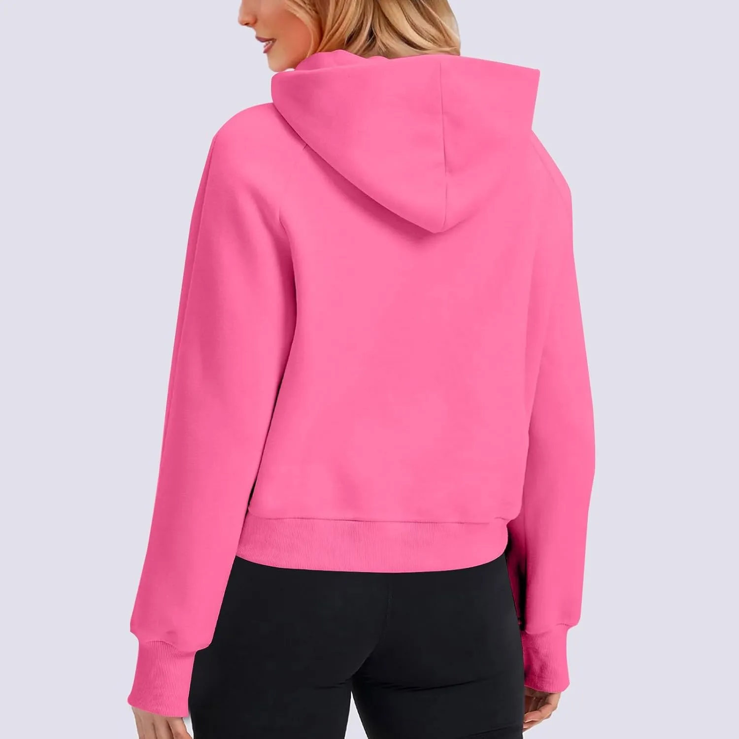 Hoodies for Women Long Sleeve Thumb Hole Sweatshirts Fleece Lined Cropped Loose Fit Hoodies Pullover with Pocket