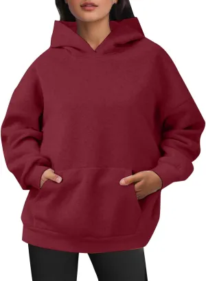 Hoodies for Women Trendy Oversized Sweatshirts Casual Fleece Long Sleeve Pullover Fall Outfits 2024 with Pocket
