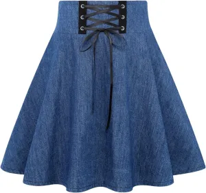 IDEALSANXUN Gothic Plaid Mini Skirts for Women Short High Waist Plaid Skirts
