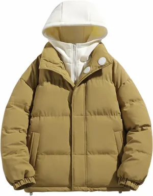 Jackets for Men Lightweight Puffer Jacket with Pockets Hooded Packable Down Jacket Warm Full Zip Winter Coats
